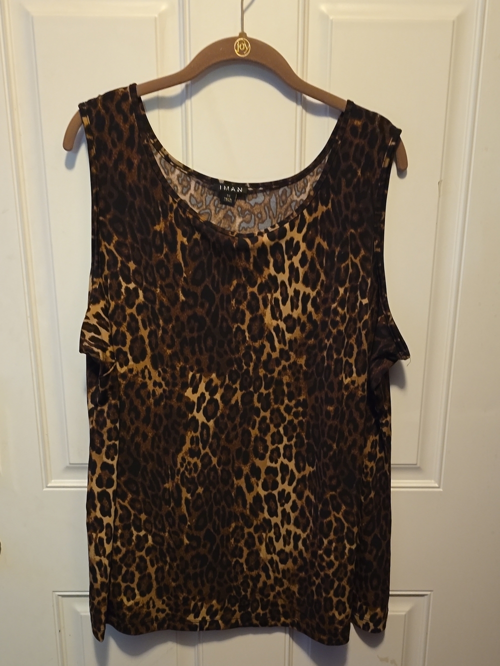 IMAN Leopard Print Sleeveless Tank Top